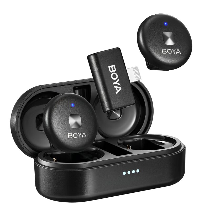 Sistema Microfone Sem Fio Boya Omic-D p/Ios Lapela Preto