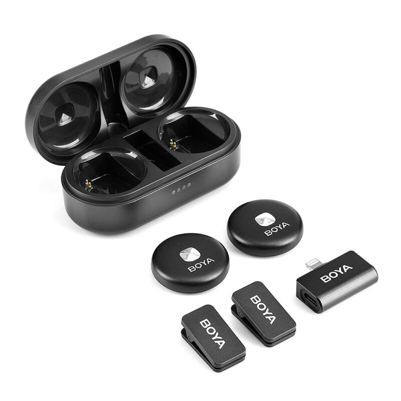 Sistema Microfone Sem Fio Boya Omic-D p/Ios Lapela Preto