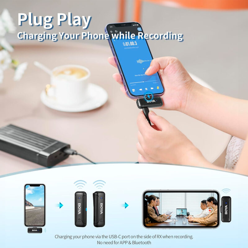 Sistema Microfone de Lapela Boya By-wm3t-d2 p/Ios Preto