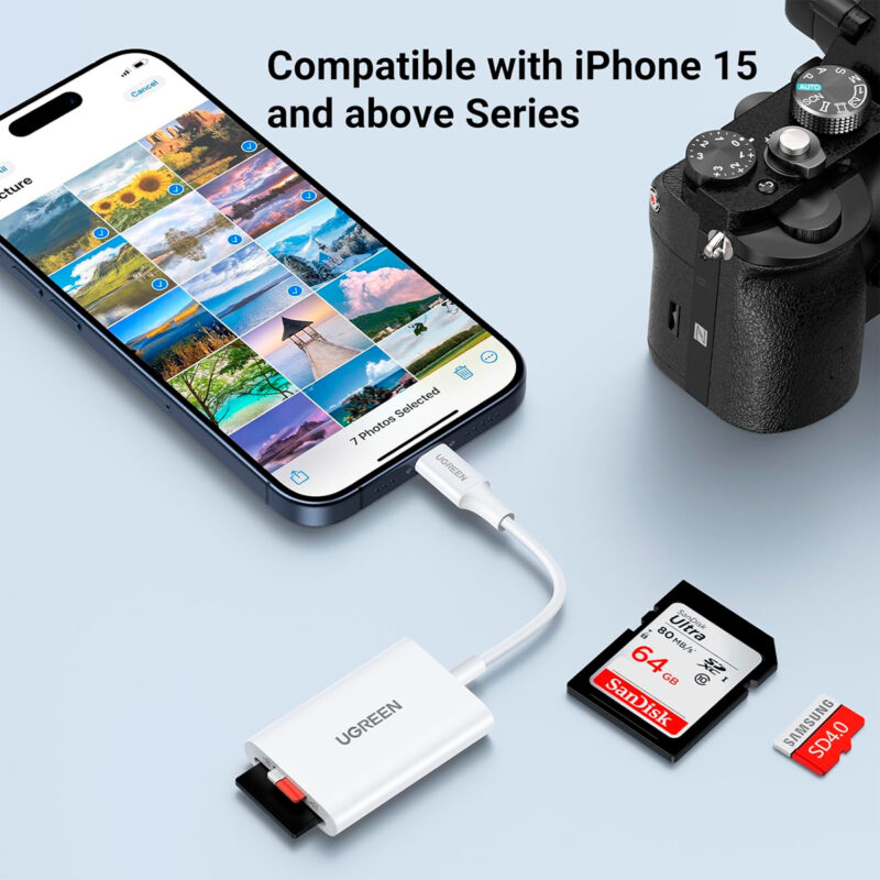 Leitor Cartão Memória Ugreen Micro e Sd p/Usb-C Branco
