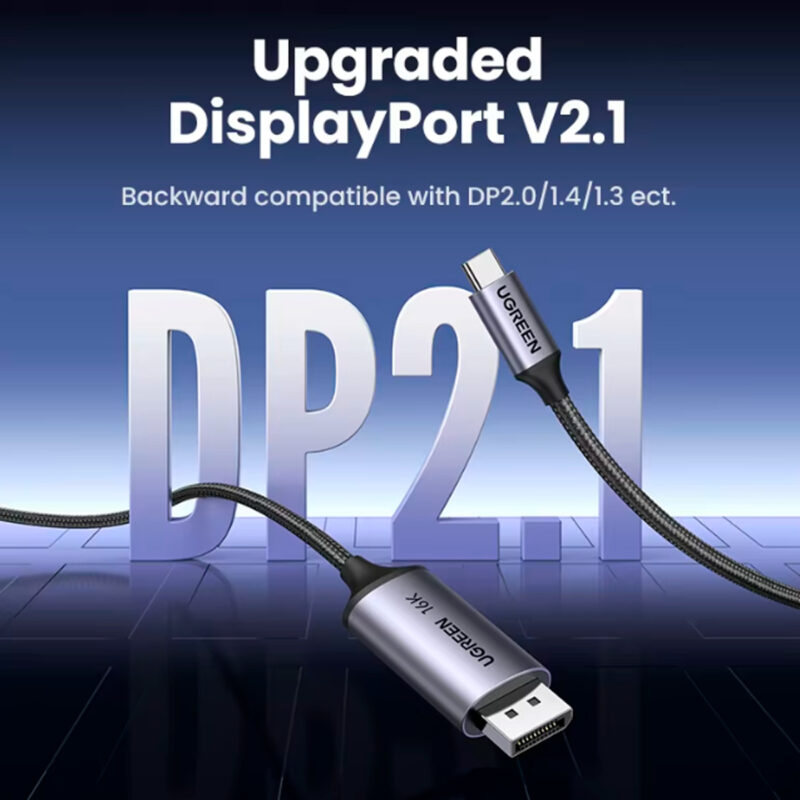 Cabo Usb C para DisplayPort Ugreen 16K/30Hz 1M Cinza
