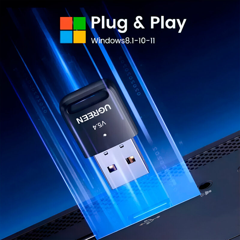 Adaptador Usb Ugreen Usb-A para Bluetooth 5.4 Preto