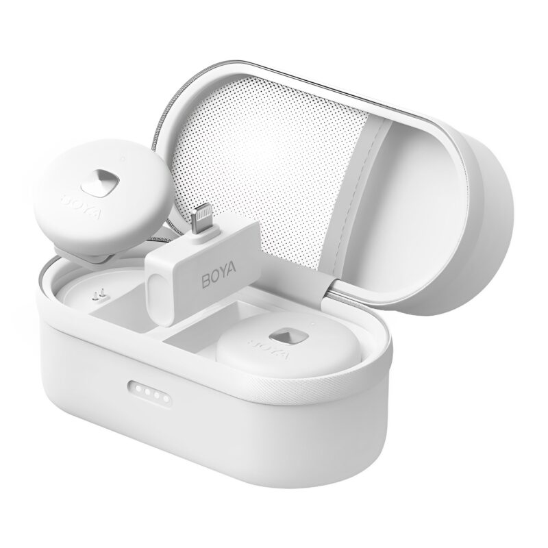 Sistema Microfone Sem Fio Boya Omic-D Lapela p/Ios Branco