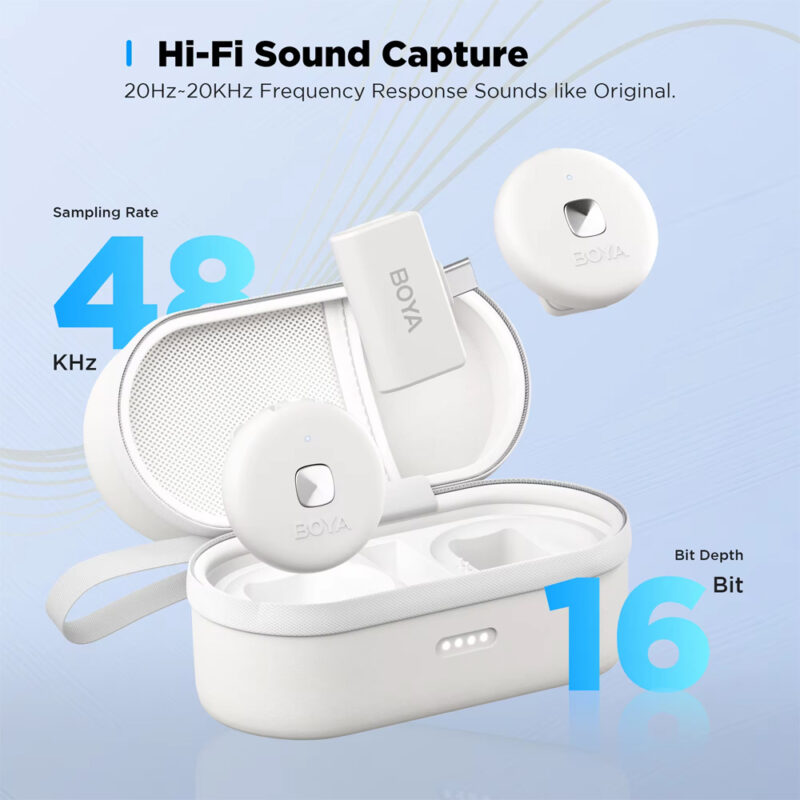 Sistema Microfone Sem Fio Boya Omic-D Lapela p/Ios Branco