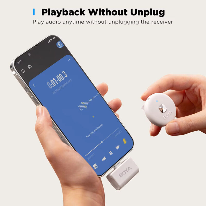 Sistema Microfone Sem Fio Boya Omic-D Lapela p/Ios Branco