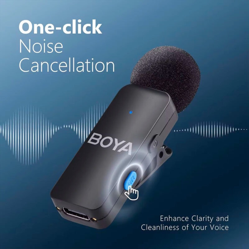 Sistema Microfone Sem Fio Boya By-V4U Usb C Lapela Preto