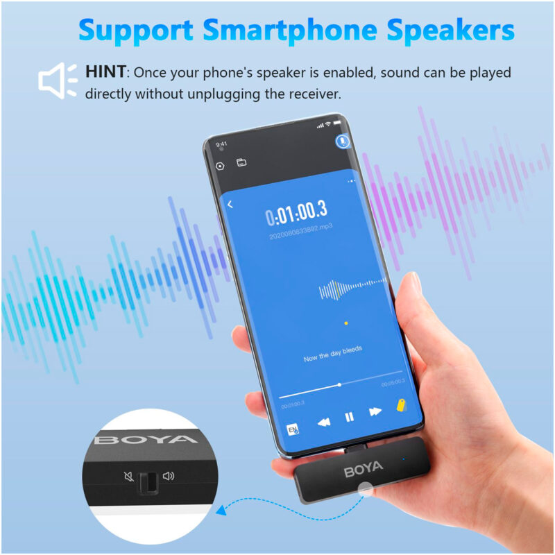 Sistema Microfone Sem Fio Boya By-V4U Usb C Lapela Preto