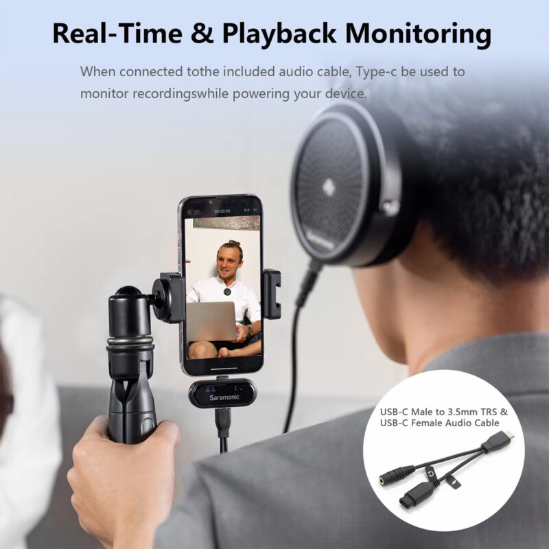 Microfone Lapela Saramonic BlinkMe U2 Usb C 2.4Ghz Preto