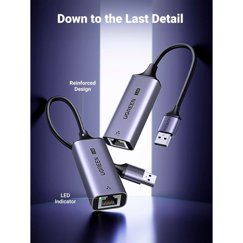 Adaptador Ugreen Usb A 3.0 pra Lan Rj45 2.5g Fêmea Cinza