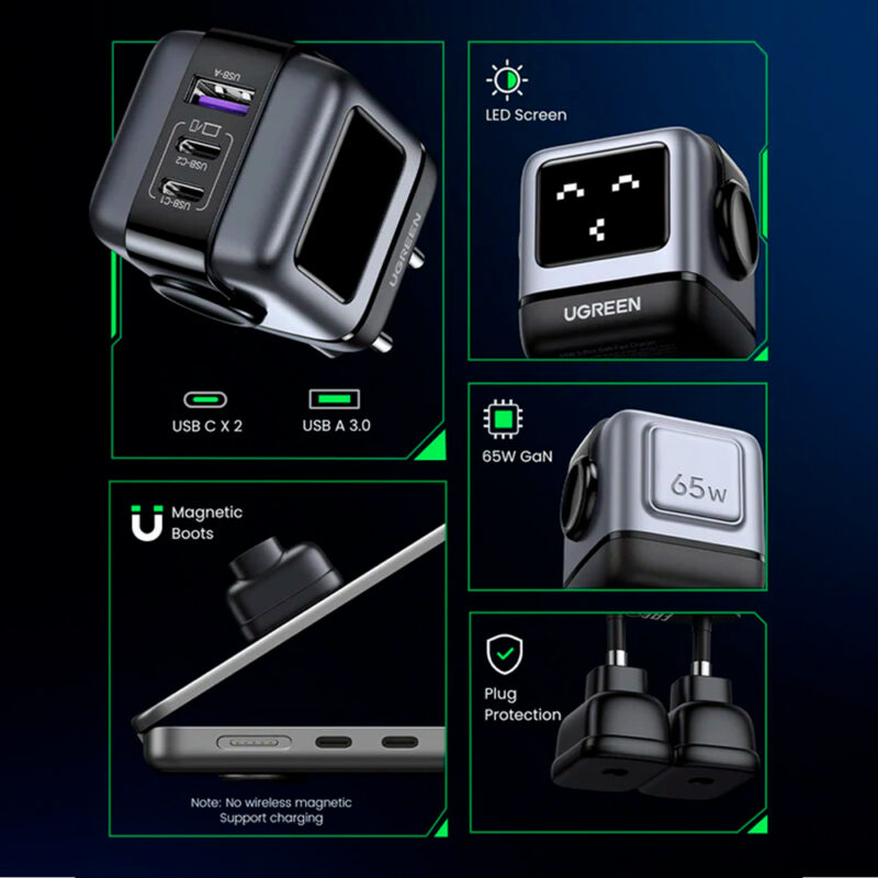 Carregador Parede Ugreen 65W Nexode Porta Usb A/C Preto
