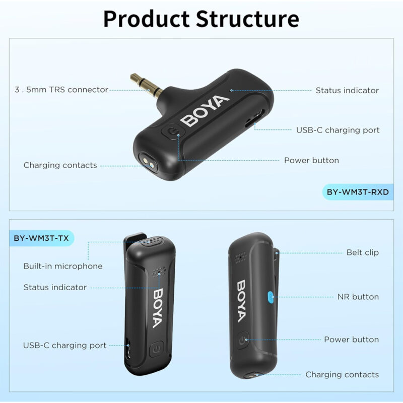 Sistema Microfone Lapela Boya By-wm3t-m2 p/3.5mm Preto