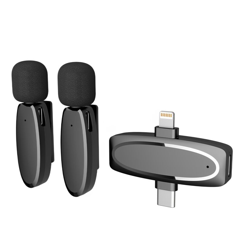 Sistema Microfone Lapela V7 Usb C/Lightning 2.4Ghz Preto