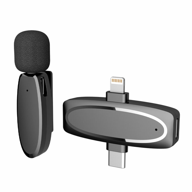 Sistema Microfone Lapela V7 Usb C/Lightning 2.4Ghz Preto