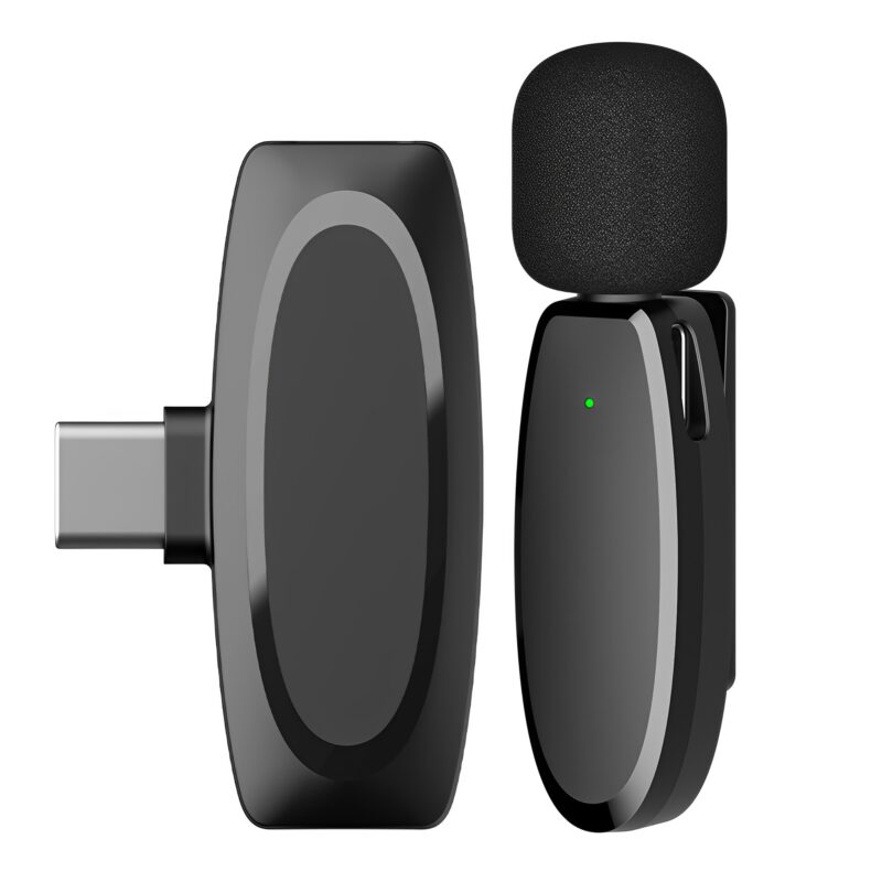 Microfone de Lapela Ap004 Usb C p/Android 2.4GHz Preto
