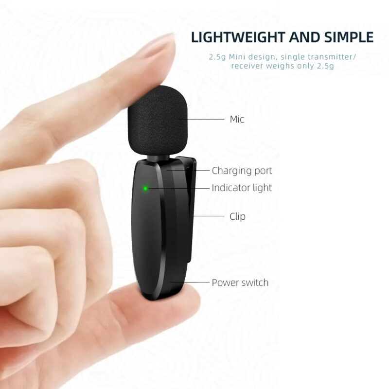 Microfone de Lapela Ap004 Usb C p/Android 2.4GHz Preto