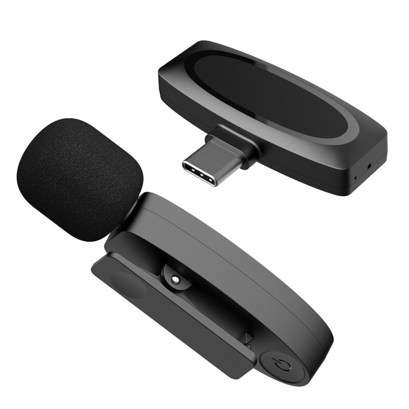Microfone de Lapela Ap004 Usb C p/Android 2.4GHz Preto