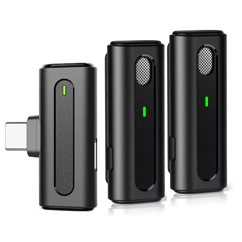 Sistema Microfone Lapela M9 Usb C 2.4GHz p/Android Preto