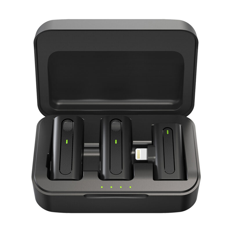 Sistema Microfone Lapela M9 p/Ios-Lightning 2.4Ghz Preto