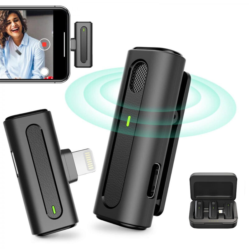 Sistema Microfone Lapela M9 p/Ios-Lightning 2.4Ghz Preto