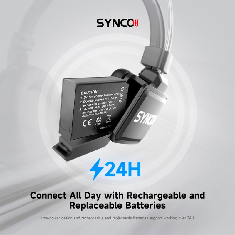 Fone de Ouvido Sem Fio Synco X1 p/Intercomunicação Preto
