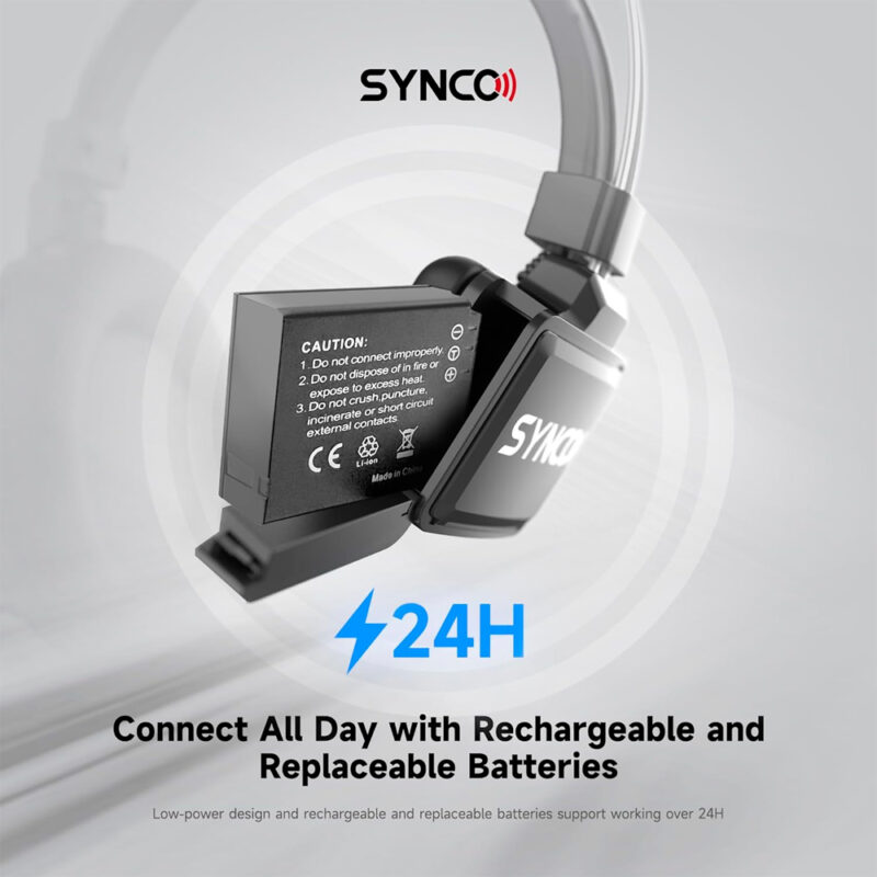 Fone de Ouvido Sem Fio Synco X2 p/Intercomunicação Preto