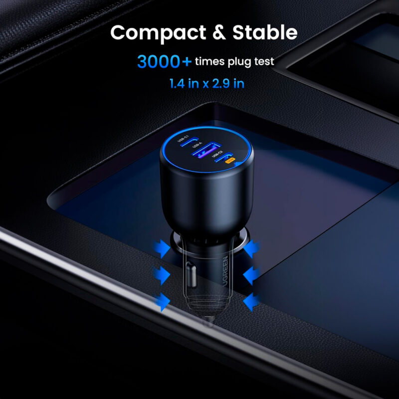 Carregador Carro Ugreen Portas Usb C/A Máx. 130W Preto