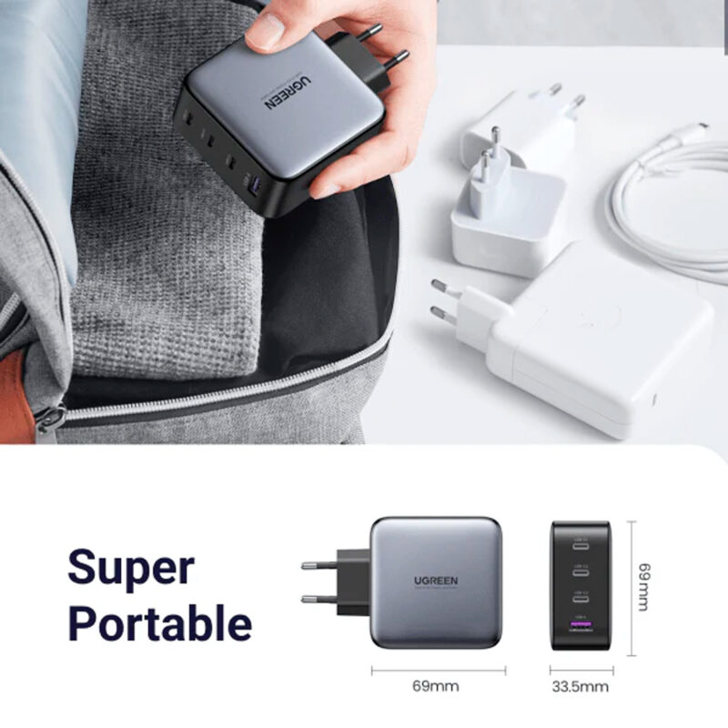Carregador Parede Ugreen Usb A/C 100W + Cabo 1.5M Preto