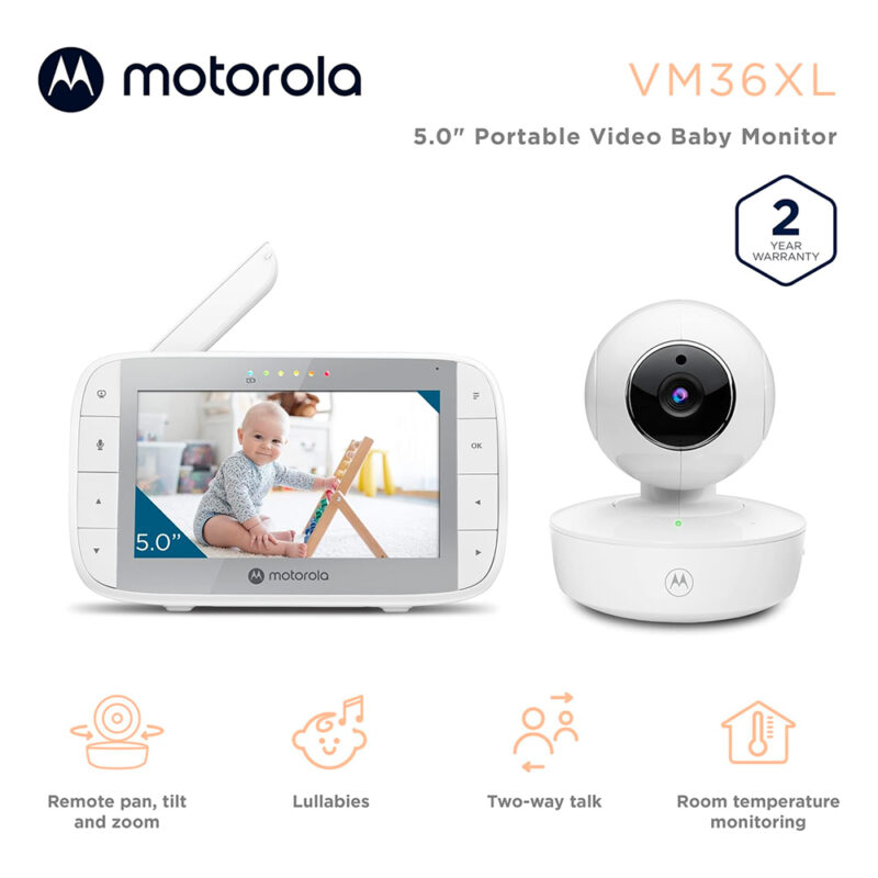 Babá Eletrônica Motorola VM36XL Monitor Tela 5 pol Branco