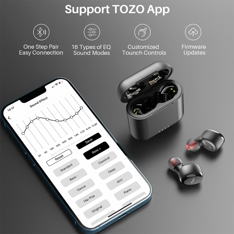 Fone de Ouvido Sem Fio Tozo T6s – Bluetooth Preto