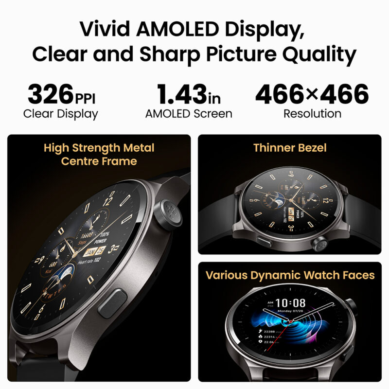 Relógio Smartwatch Tozo S5 Tela AMOLED 1,43 pol. Preto
