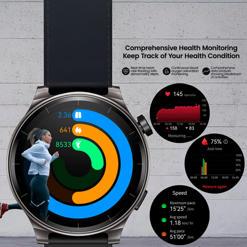 Relógio Smartwatch Tozo S5 Tela AMOLED 1,43 pol. Preto