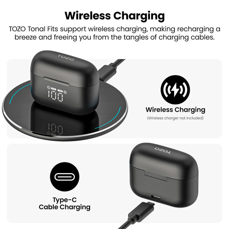 Fone Ouvido Sem Fio Tozo Tonal Fits Bluetooth 5.3 Preto