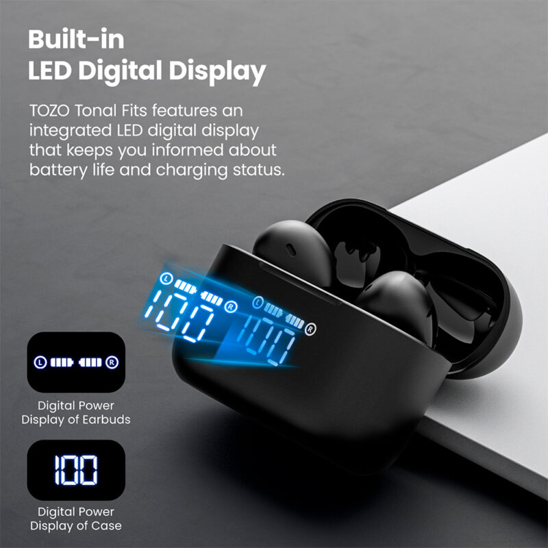 Fone Ouvido Sem Fio Tozo Tonal Fits Bluetooth 5.3 Preto