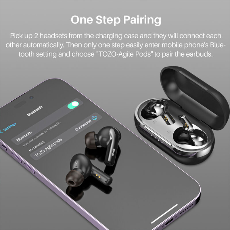 Fone de Ouvido Sem Fio Tozo Agile Dots A00E2 – Som Imersivo e Controle Touch