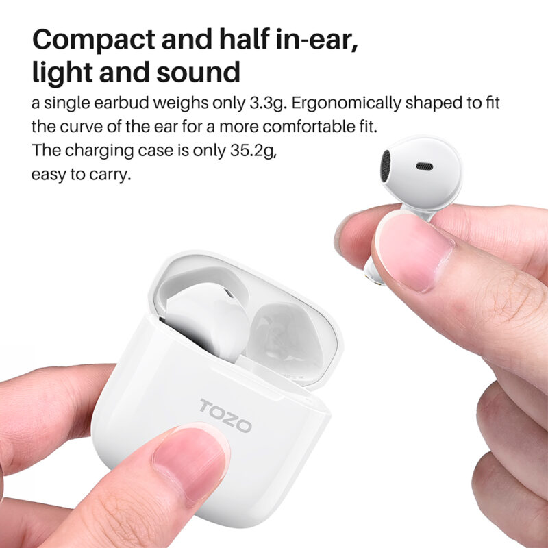 Fone de Ouvido Sem Fio Tozo A3 Bluetooth 5.3 Branco