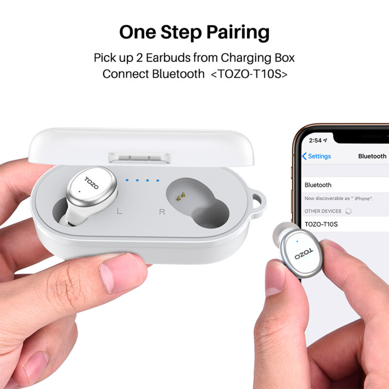 Fone de Ouvido Sem Fio Tozo T10s Bluetooth 5.3 Branco