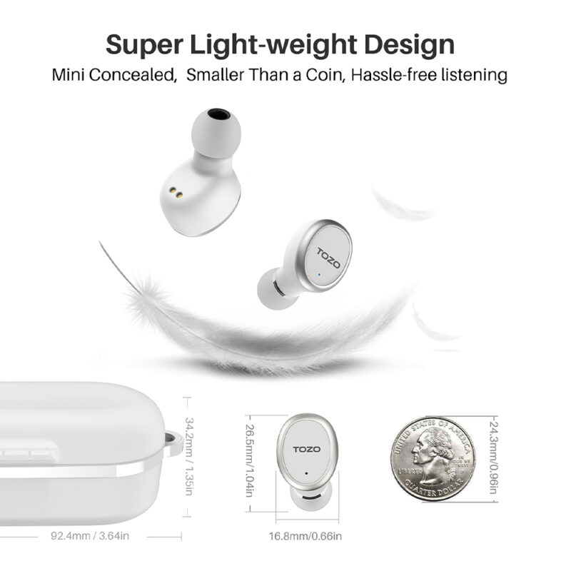 Fone de Ouvido Sem Fio Tozo T10s Bluetooth 5.3 Branco