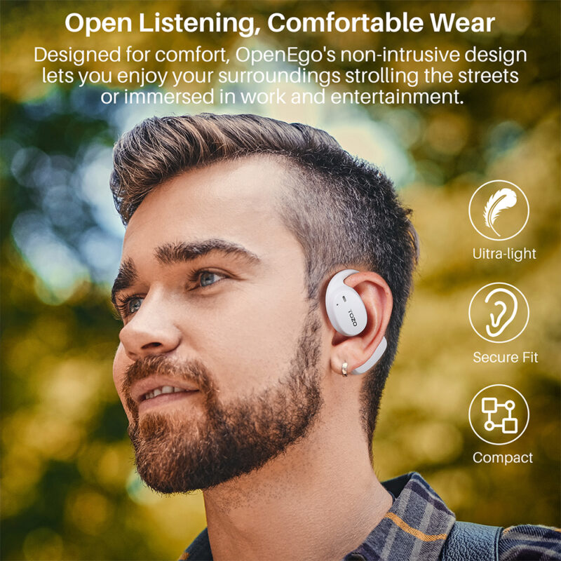 Fone de Ouvido Sem Fio Tozo OpenEgo Bluetooth 5.3 Branco
