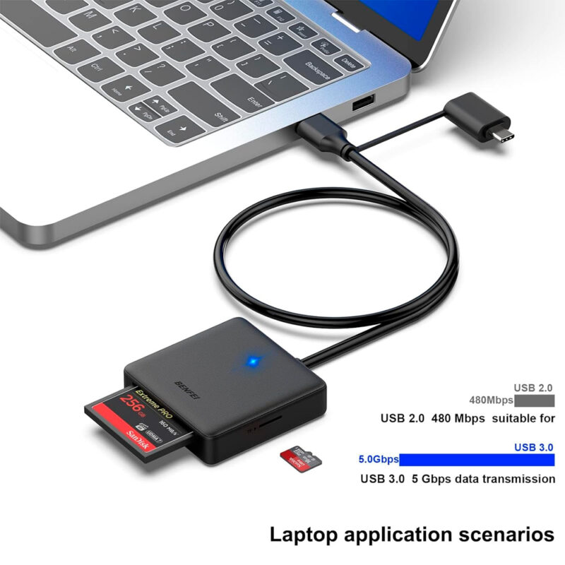 Leitor Cartão Memória Benfei 4 em 1 p/Usb A/C Preto