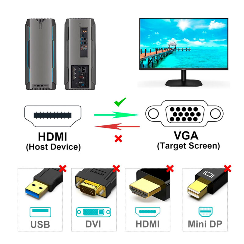 Cabo HDMI para VGA Benfei Aprox. 1,83m Preto