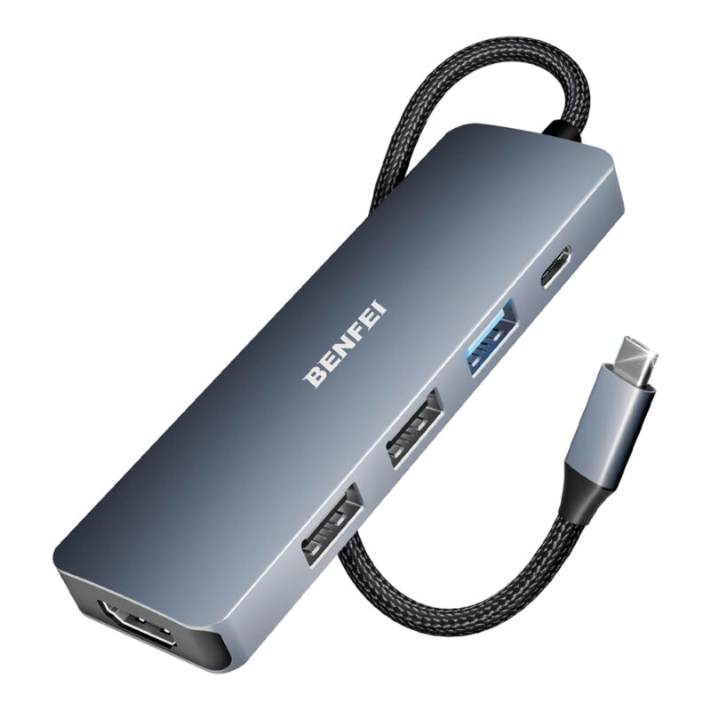 Hub Multifuncional Benfei 5 em 1 p/USB C Cinza Hub com 1x Hdmi 4K