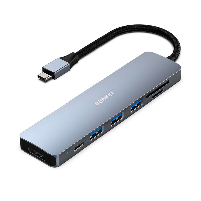 Hub Adaptador Multifuncional Benfei 7 em 1 p/Usb C Cinza