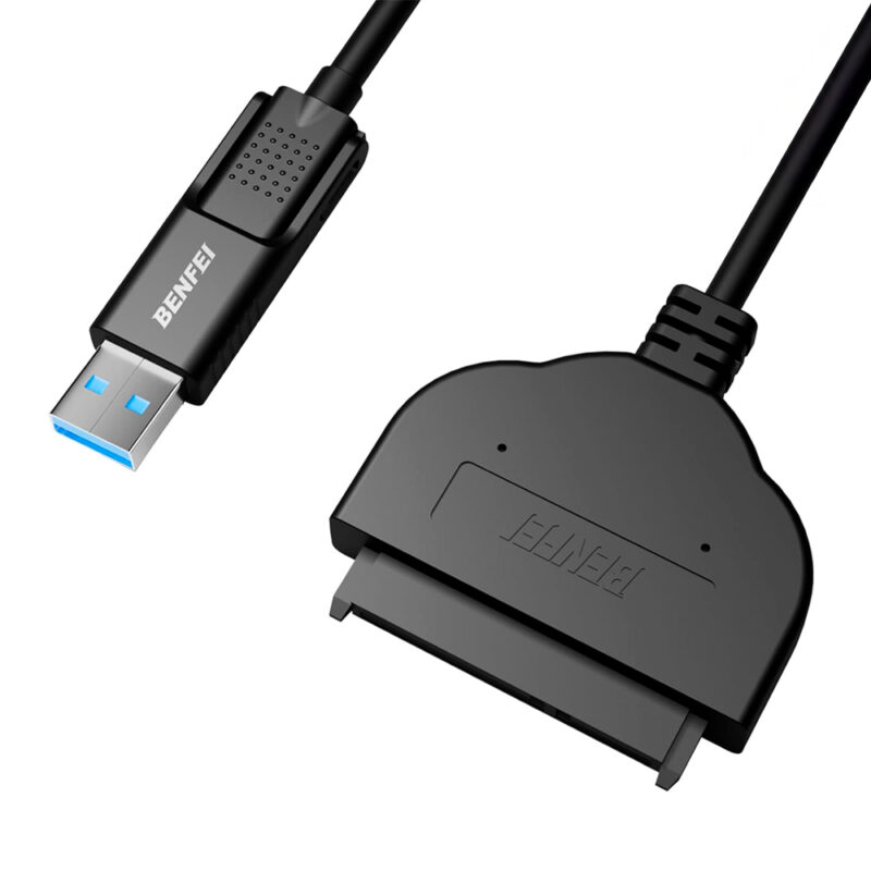 Cabo SATA Benfei 2 em 1, Sata3 p/Usb C /Usb 3.0 Preto