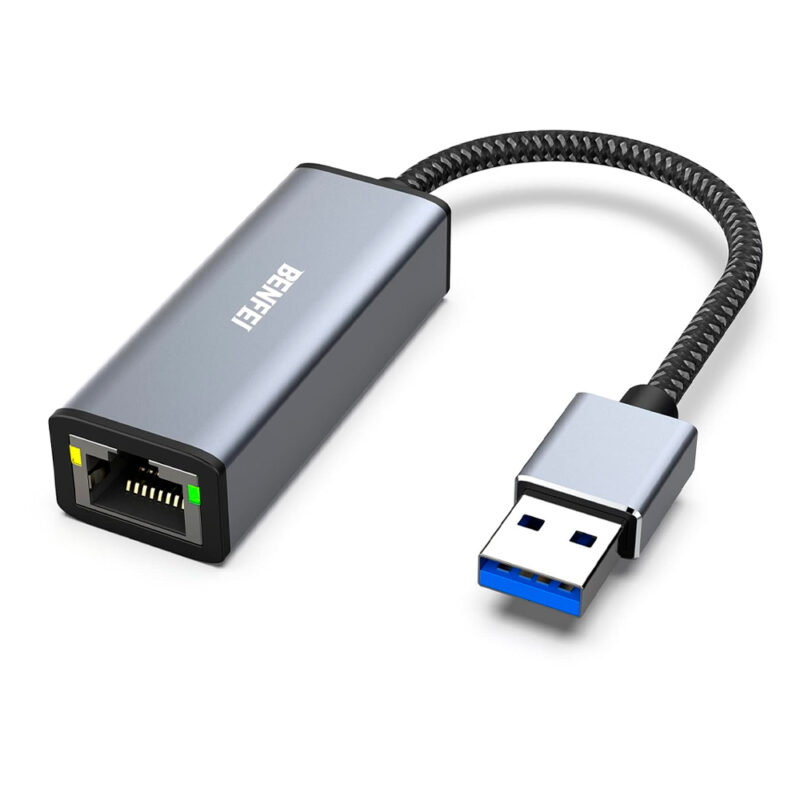 Adaptador Benfei USB 3.0 para RJ45 Ethernet Cinza