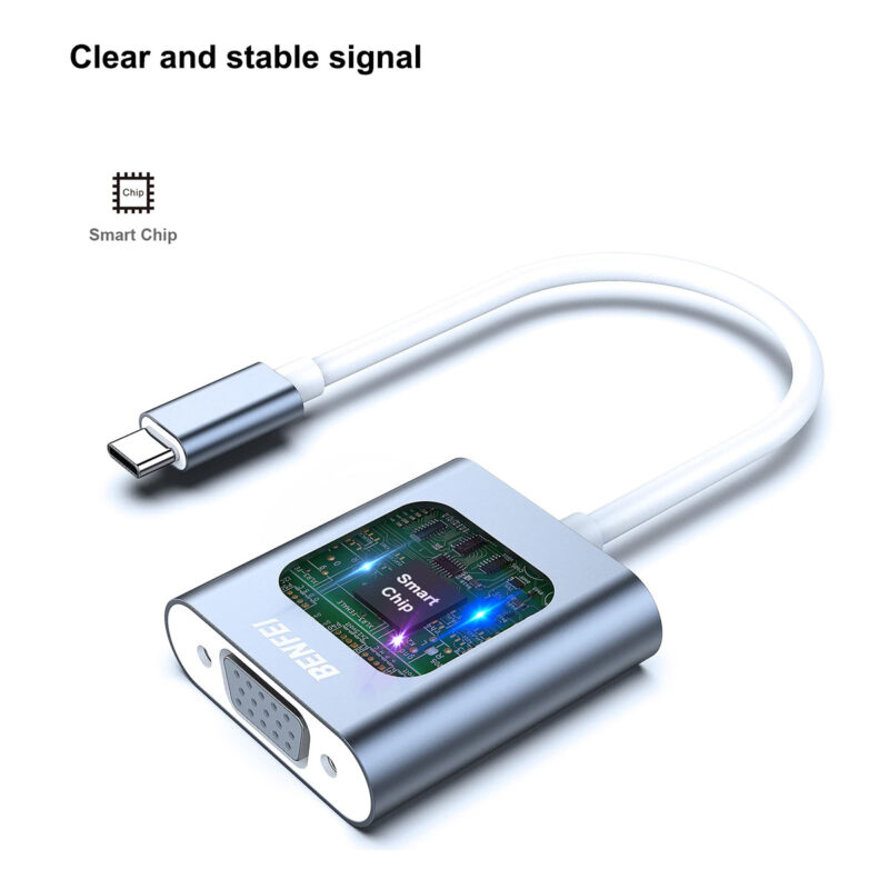 Adaptador de Vídeo Benfei USB-C para VGA Cinza
