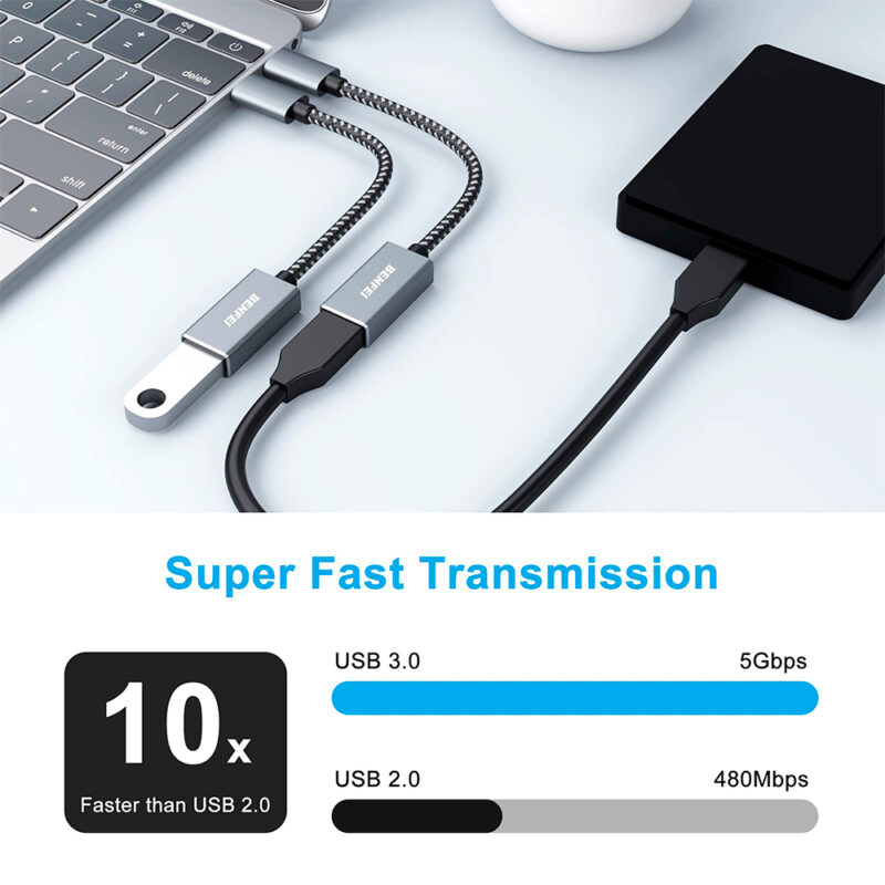 Kit com 2 Adaptadores Benfei USB-C para USB 3.0 Fêmea