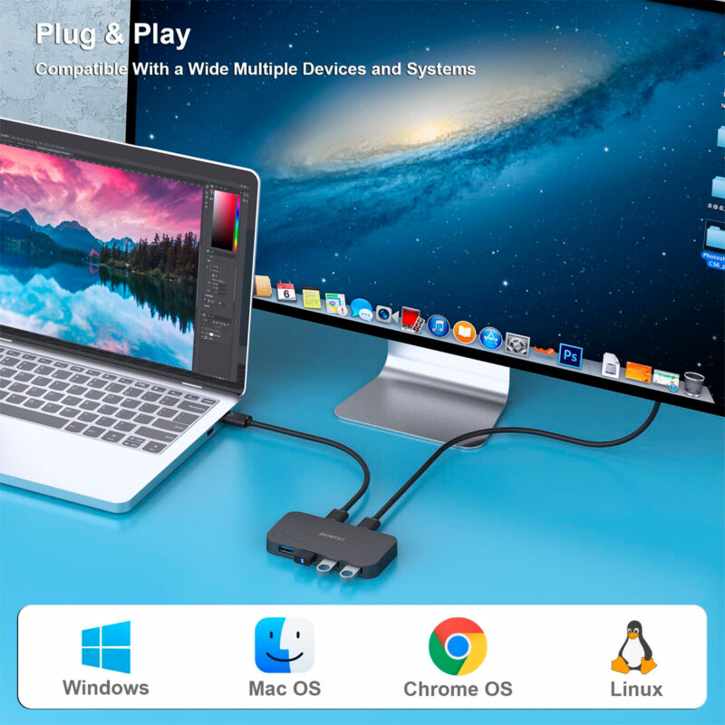 Interruptor USB 3.0 Benfei – Comutador KVM para Compartilhamento de 4 Dispositivos