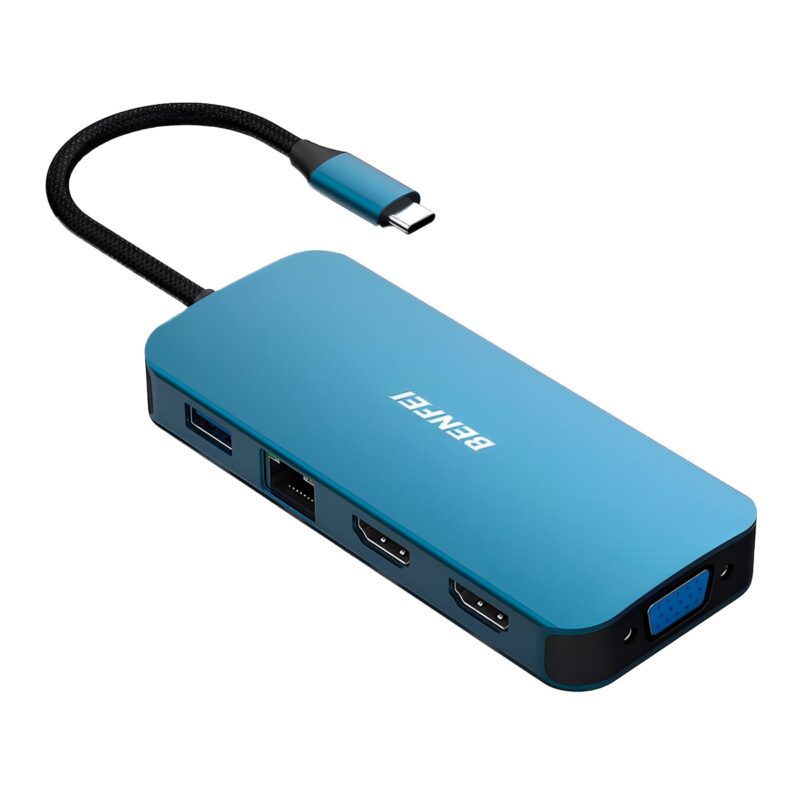 Hub Adaptador Multifuncional Benfei 11 em 1 p/USB-C Azul