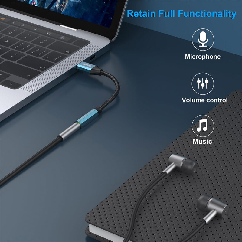 Adaptador Áudio Benfei Usb C p/3.5mm Fêmea Azul
