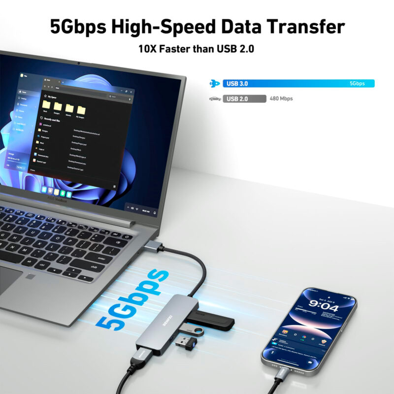 Hub Multifuncional USB 3.0 Benfei com 4 Portas USB A